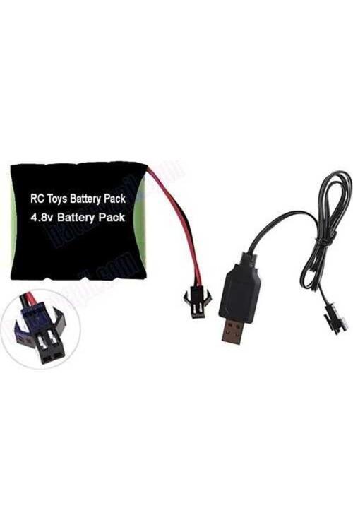 4.8V 1100Mah Oyuncak Araba Bataryası Siyah Soket+Usb Şarj Cihazı