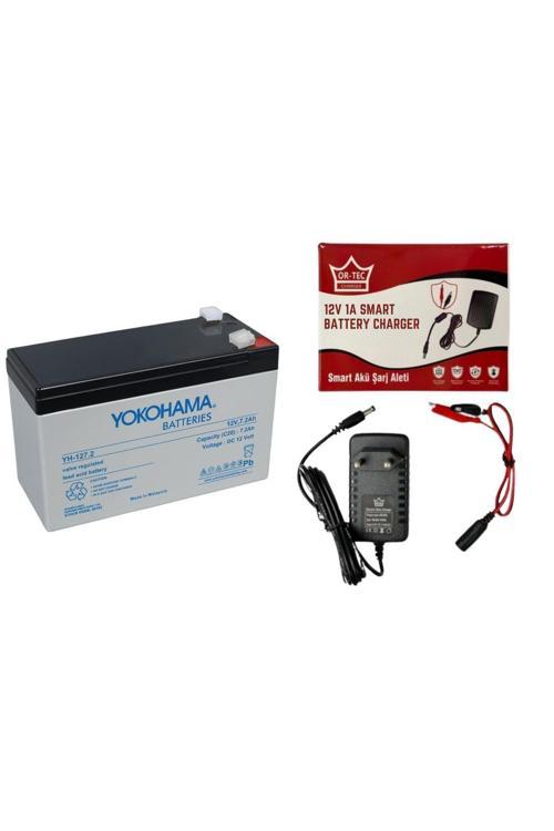 12V 7.2Ah Bakımsız Kuru Akü Ve 1 Amper Şarj Aleti
