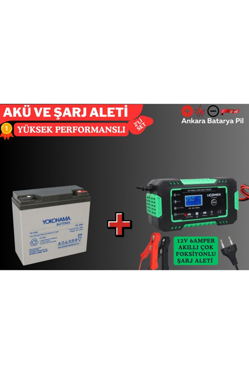 12V 24A Elektrikli Bisiklet Aküsü 6 Amper Akıllı Şarj Aleti Lcd Göstergeli