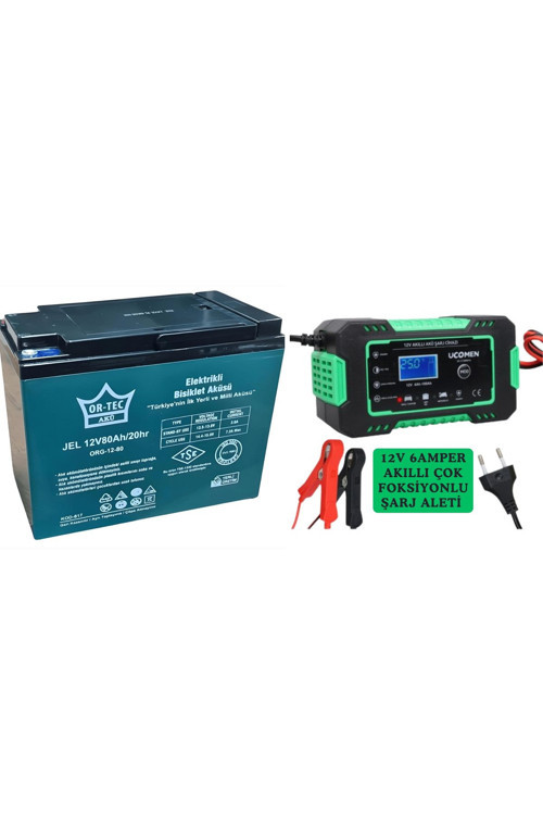 12V 80Ah İnvertör Aküsü Ve Şarj Aleti 6 Amper