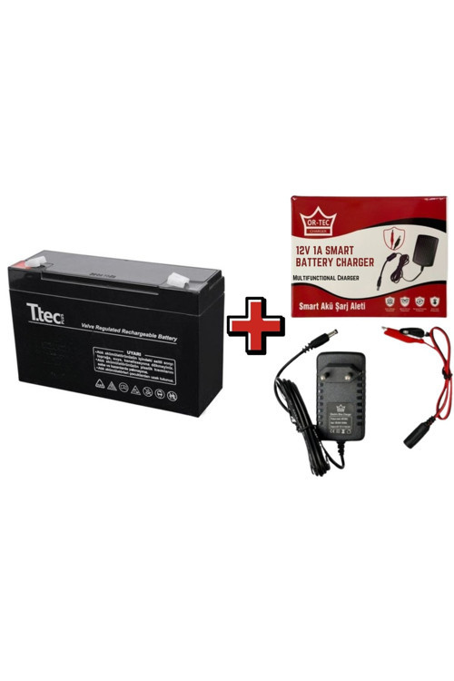 12V 7Ah Kuru Akü 1 Amper Şarj Cihazı