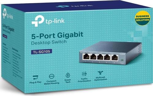 5 Port 10-100-1000 Mbps Switch Çelik Kasa Tl-Sg105