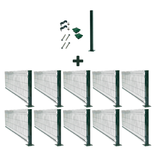 10'lu Panel Çit Takım Çift Telli + 1 Direk Avantaj Paketi (25 Metre) 75x250 Cm-Siyah