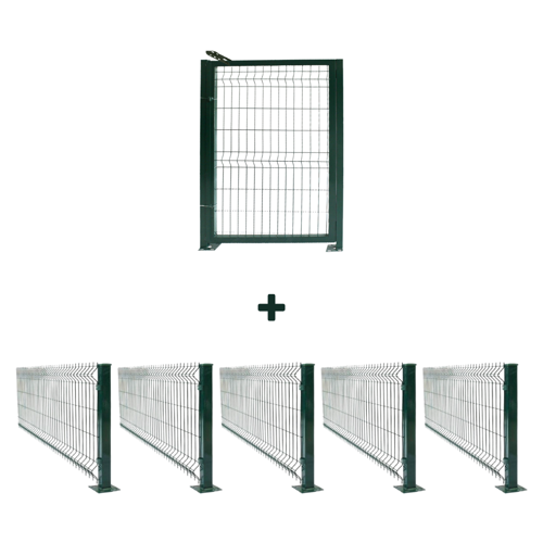 5 'li Panel Çit Takım (12.5 MT) + Panel Çit Mandallı Kapı Avantaj Paketi 150x250 Cm-Yeşil
