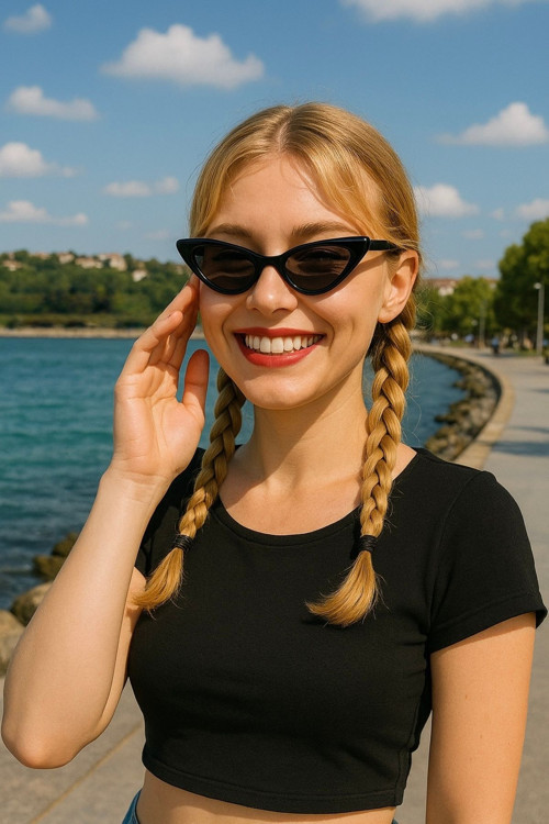 Kadın Siyah Cat Eye Güneş Gözlüğü