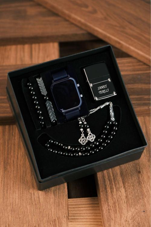 Su Geçirmez Erkek Kol Saati Çakmak Tesbih Ve Bileklik Set