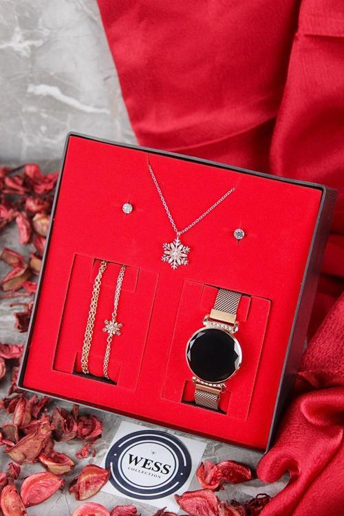 Dokunmatik Kadın Kol Saati Kolye Bileklik Ve Küpe Set