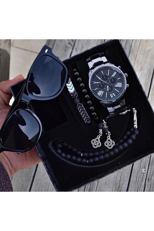 Su Geçirmez Erkek Kol Saat Gözlük Tesbih Ve Bileklik Set