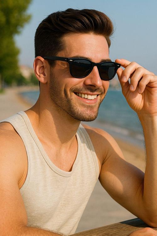 Erkek Siyah Retro Tarz Uv400 Korumalı Güneş Gözlüğü