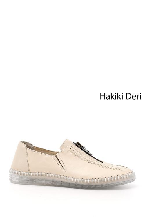 Kadın Bej Hakiki Deri Comfort Ayakkabı
