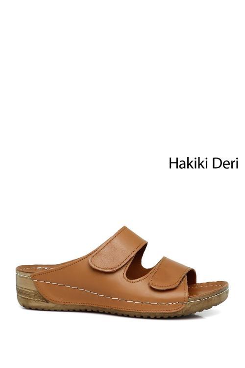 Kadın Taba Antik Cırtlı Dolgu Taban Hakiki Deri Terlik
