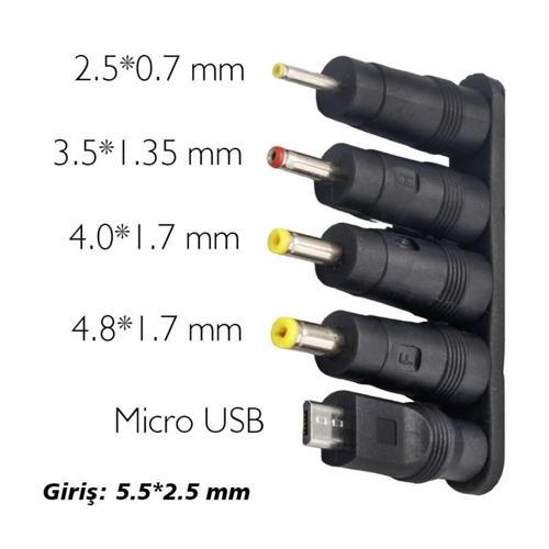 YERLİ ÜRETİM ÇOKLU YEDEK ADAPTÖR UÇ ÇEVİRİCİ (2.5x0.7MM- 4.8x1.7MM- 3.0X1.1MM-4.0X1.7MM- MICRO USB) 0.77