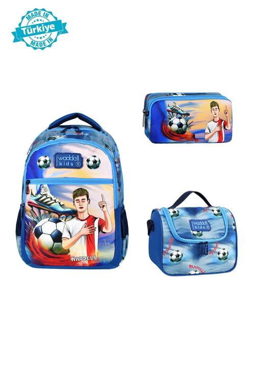 Lisanslı Futbol Temalı İlkokul Sırt Çantası,Termal Beslenme Çantası Ve Kalemlik,3'lü Set