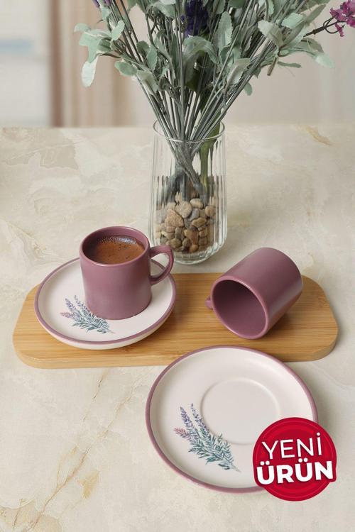 Elegant Blossoms Violet Kahve Takımı 4 Parça 2 Kişilik 21791