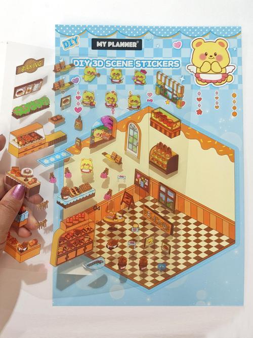 Pastane Fırın izometrik Sticker Yapım Seti 3d Etiket Yapışkanlı Çıkartma - Panda (No:05)