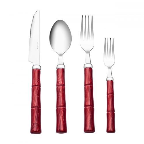 Ember Kırmızı 6 Kişilik 24 Parça Çatal Kaşık Bıçak Seti