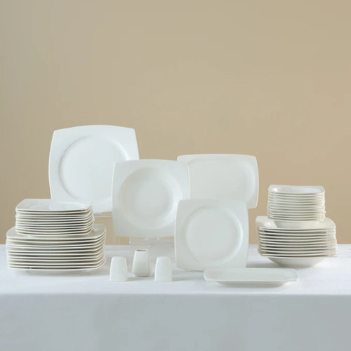 Square Bone Mensa 53 Parça 12 Kişilik Yemek Takımı Beyaz