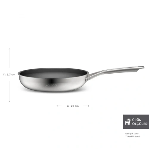Plasma Steel 3Ply İndüksiyon Tabanlı Çelik Tava 28 Cm
