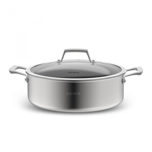 Plasma Steel 3Ply İndüksiyon Tabanlı Çelik Pilav/Karnıyarık Tencere 28 Cm