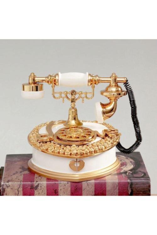 Nostaljik Telefon Müzik Kutusu Obje Çekmeceli