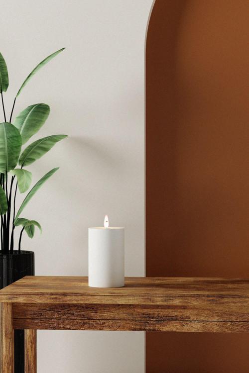 Silindir Kokulu Mum - Silindir Mumları Soya Wax Candle 1 Adet Beyaz - Boy 13 Cm