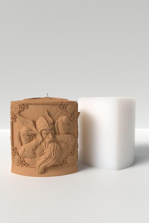 Büyük Savaş Tanrısı Odin Mum Silikon Kalıp -  Mitoloji Savaş Tanrısı Desenli Mum Kalıbı 10 X 9.6 Cm