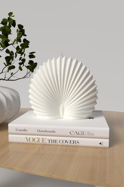 Dekoratif Büyük Deniz Kabuğu Kokulu Mum - Shell Mum Soya Wax Candle 1 Adet Beyaz