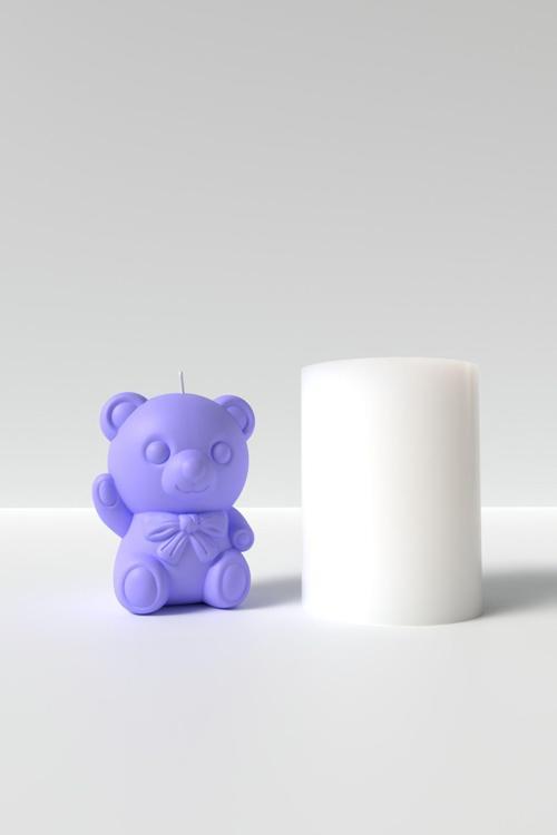 Mini Ayıcık Mum Silikon Kalıp  - Ayıcık Mum Kalıbı - Teddy Mum Silikon Kalıbı 7X5.5 Cm