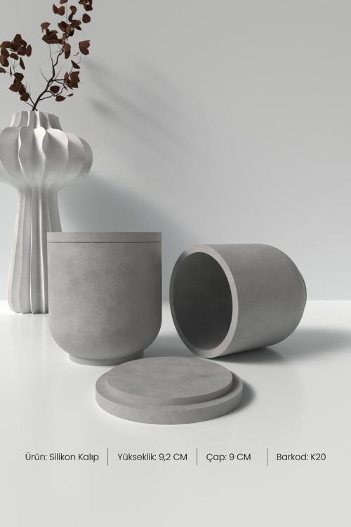 Kapaklı Düz Silindir Beton Saksı Ve Mumluk Silikon Kalıp K20 - Mumluk Silikon Kalıp K20