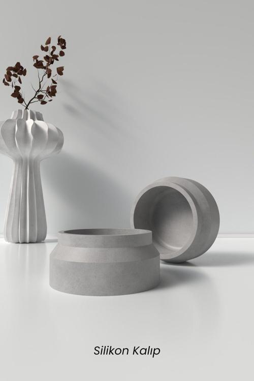 Minimal Beton Saksı Ve Mumluk Silikon Kalıp K15 - Dekoratif Beton Mumluk Kalıbı K15