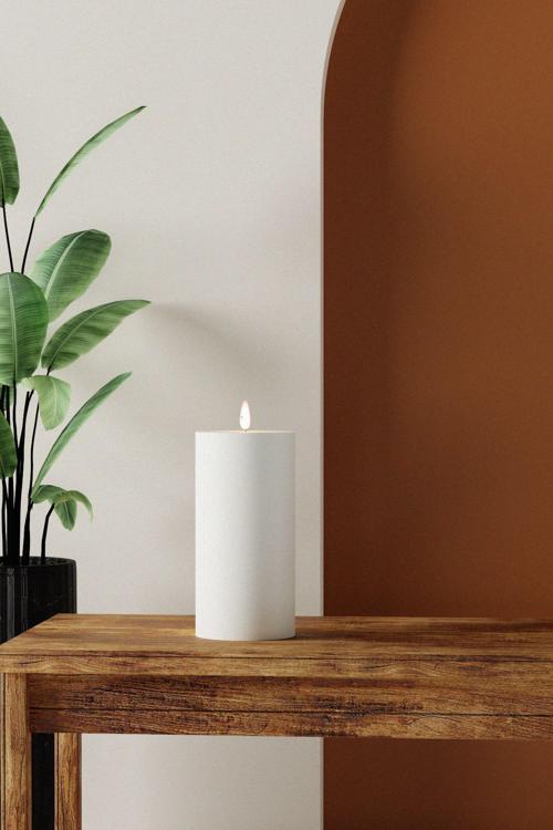 Büyük Silindir Kokulu Mum - Silindir Mumları Soya Wax Candle 1 Adet Beyaz - Boy 20 Cm