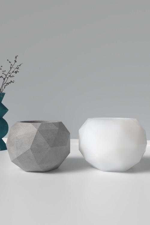 Dekoratif Geometrik Beton Saksı Silikon Kalıp M1