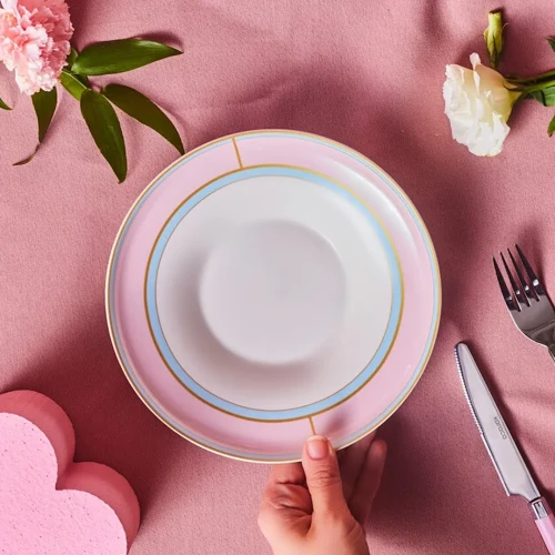 Talya Çukur Tabak Pembe 22 Cm