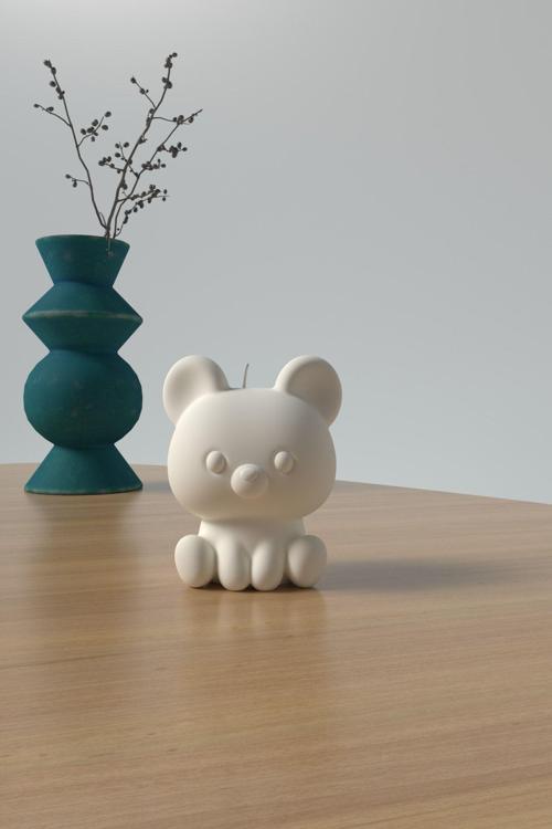 Dekoratif Minik Ayıcık Mum - Kokulu Vegan Soya Wax Mumu 1 Adet
