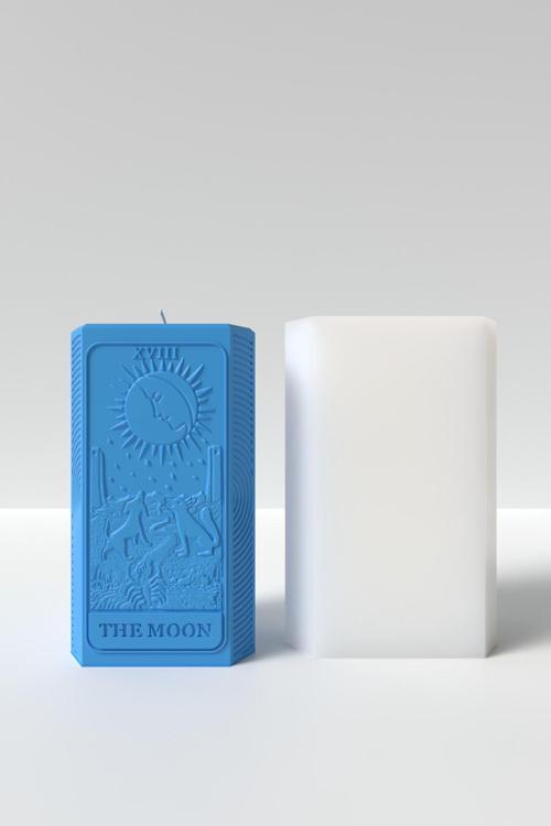 Desenli Tarot Ay Kartı Mum Silikon Kalıp -  The Moon Tarot Kartı Desenli Mum Kalıbı 12 X 6.8 Cm