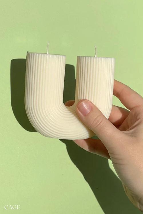 Dekoratif U Desenli Kokulu Mum - Kokulu Vegan Soya Wax Mumu