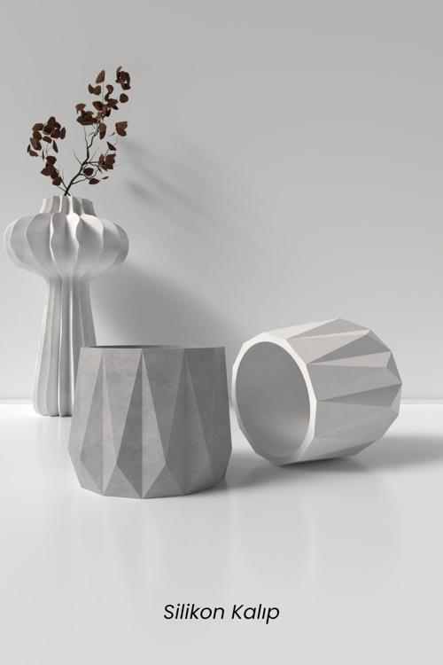 Geometrik Beton Saksı Ve Mumluk Silikon Kalıp K7 - Dekoratif  Beton Mumluk Kalıbı