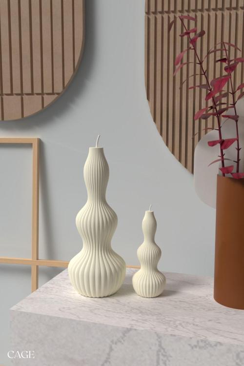 Dekoratif Desenli Kokulu Mum 2Li - Kokulu Vegan Soya Wax Mumu 2Li