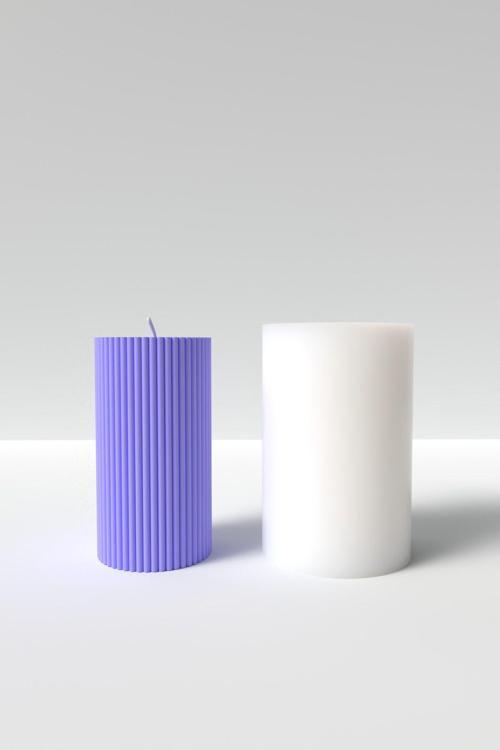 Desenli Silindir Mum Silikon Kalıp 10Cm - Pillar Mum Kalıbı Soya Wax Mum Yapım Malzemeleri 10X5Cm