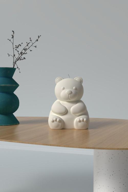 Dekoratif Küçük Ayıcık Mum - Kokulu Vegan Soya Wax Mumu 1 Adet