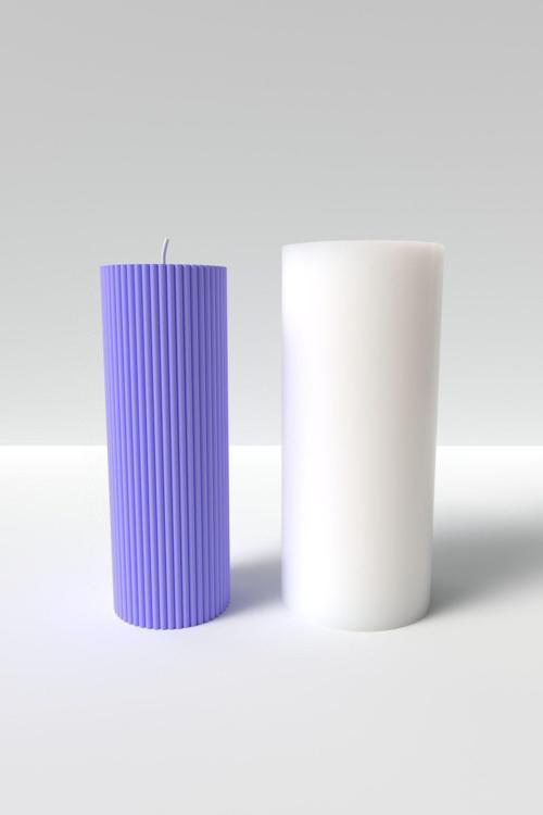 Büyük Desenli Silindir Mum Silikon Kalıp 15Cm - Pillar Mum Kalıbı Soya Wax Mum Yapım Malzemeleri