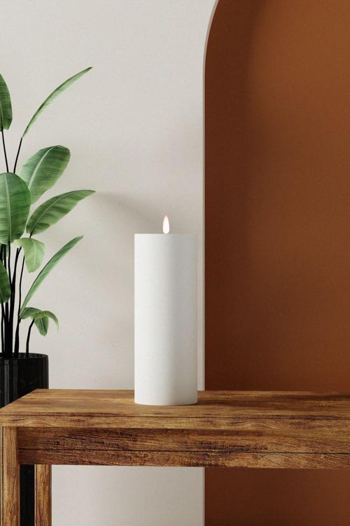 Büyük Silindir Kokulu Mum - Silindir Mumları Soya Wax Candle 1 Adet Beyaz - Boy 25 Cm