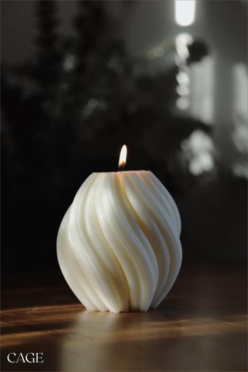 Dekoratif Büyük Spiral Kokulu Mum - Cage Candle Soya Wax 11X11 Cm