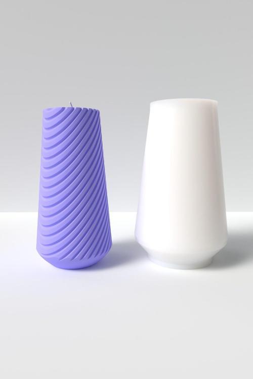 Desenli Vazo Şeklinde Mum Silikon Kalıp M1- Dekoratif Mum Kalıbı Soya Wax Mum Yapım Malzemeleri 15Cm