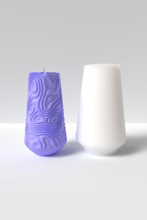 Desenli Vazo Şeklinde Mum Silikon Kalıp M3- Dekoratif Mum Kalıbı Soya Wax Mum Yapım Malzemeleri 13Cm