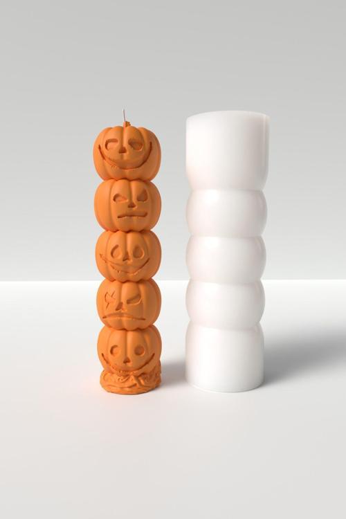 Balkabağı Totem Mum Silikon Kalıp  - Halloween Mum Kalıbı - Kabak Mum Silikon Kalıbı 12.5 X 3.2 Cm