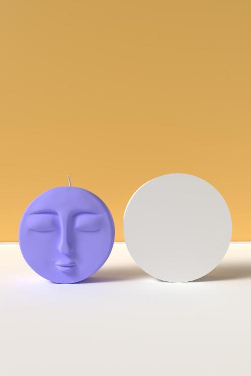 Dekoratif Ay Yüzü Mum Silikon Kalıp - Moon Face Mum Yapım Malzemeleri