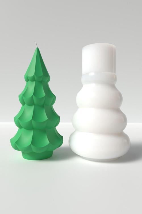 Büyük Yılbaşı Ağacı Mum Silikon Kalıp -Yılbaşı Mum Silikon Kalıp, Mum Yapım Malzemeleri  15 X 7.3 Cm