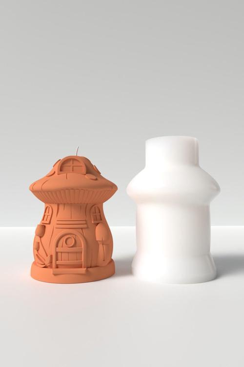 Mantar Evi Mum Silikon Kalıp M1 -Hobbit Evi Mum Silikon Kalıp, Mum Yapım Malzemeleri  9.4 X 7 Cm