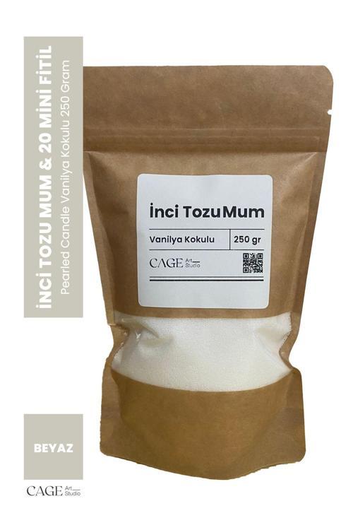 Organik İnci Tozu Mum ( 20 Adet Fitil İle ) Vanilya Aromalı 250 Gr - Sonsuzluk Ve Romantik Mumları